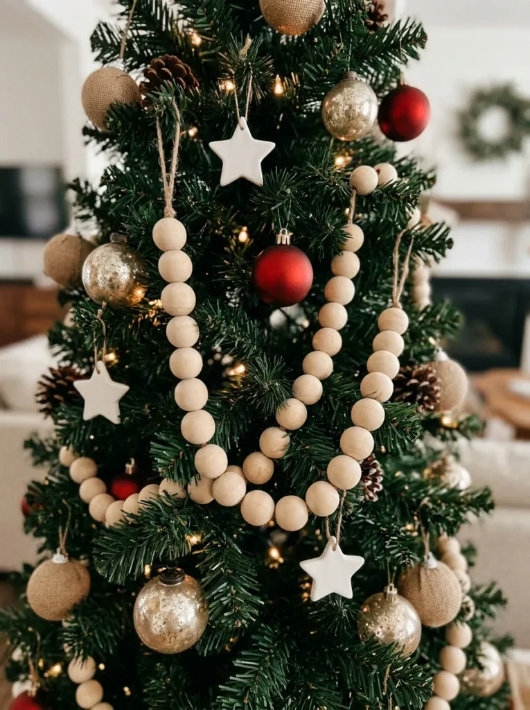 A Wooden Bead Garland Instead of Tinsel